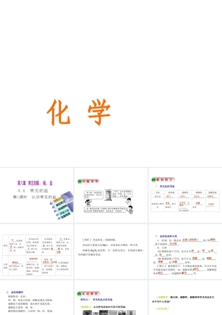 2015九年级化学下册 8.4 常见的盐（第1课时）认识常见的盐精品课件 （新版）粤教版