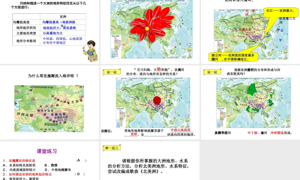 2015年河南省七年级地理下册 6.2 亚洲的地形和水系（第1课时）课件1 （新版）新人教版
