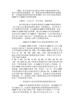 我国上市公司报非标准意见及其制度背景分析研究  工商管理专业
