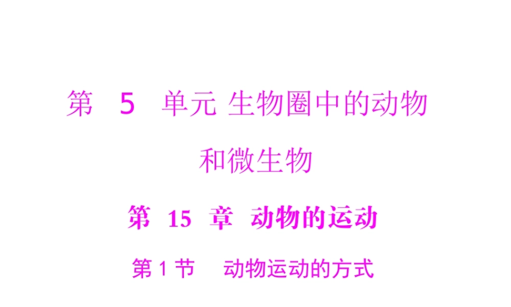 《随堂优化训练》2011年八年级生物上册 第5单元 第15章 第1节 动物运动的方式 配套课件 北师大版