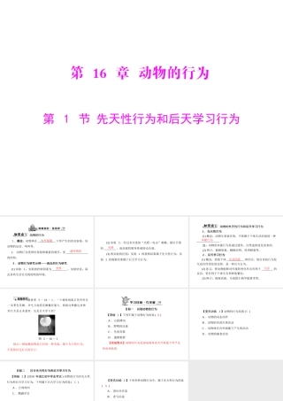 《随堂优化训练》2011年八年级生物上册 第5单元 第16章 第1节 先天性行为和后天学习行为 配套课件 北师大版