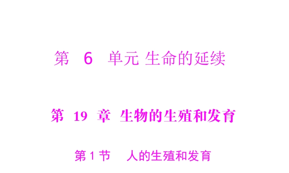 《随堂优化训练》2011年八年级生物上册 第6单元 第19章 第1节 人的生殖和发育课件 北师大版