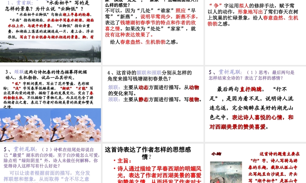 2级语文上册 第三单元 12 唐诗五首 钱塘湖春行课件 新人教版