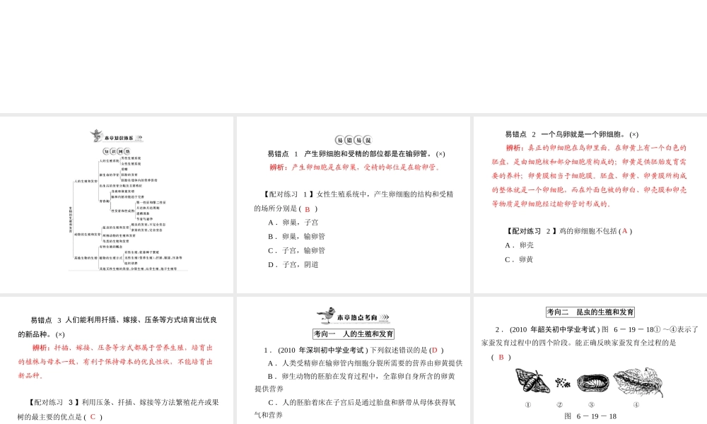 《随堂优化训练》2011年八年级生物上册 第6单元 第19章 章末知识提升 配套课件 北师大版