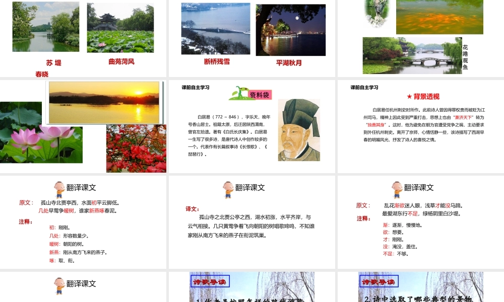 2级语文上册 第三单元 第12课 唐诗五首《钱塘湖春行》课件 新人教版
