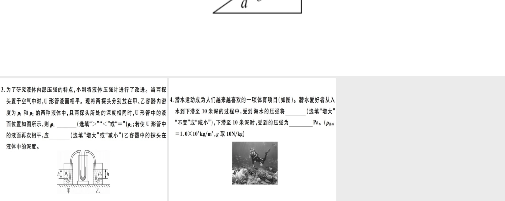 2019八年级物理下册 第九章 第2节 液体的压强（第1课时 液体压强的特点与计算）习题课件 （新版）新人教版