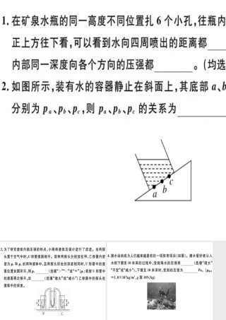 2019八年级物理下册 第九章 第2节 液体的压强（第1课时 液体压强的特点与计算）习题课件 （新版）新人教版