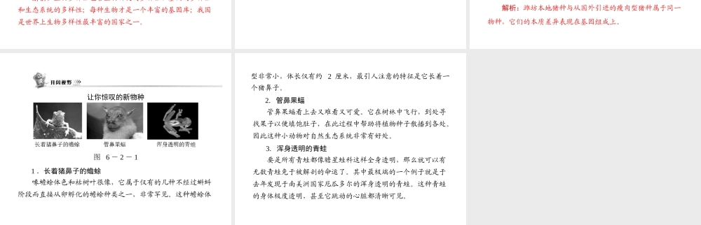 《随堂优化训练》2011年八年级生物上册 第六单元 第二章 认识生物的多样性 章末知识提升 配套课件 人教新课标版