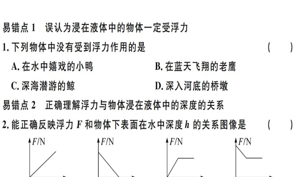 2019八年级物理下册 第十章 浮力易错点突破习题课件 （新版）新人教版