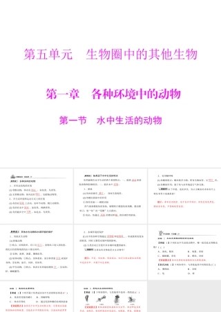 《随堂优化训练》2011年八年级生物上册 第五单元 第一章 各种环境中的动物 第一节 水中生活的动物 配套课件 人教新课标版