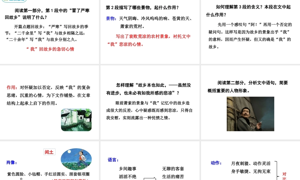 2级语文下册 第三单元 9 故乡课件 鄂教版
