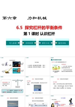 2019春八年级物理下册 6.5 探究杠杆的平衡条件（第1课时 认识杠杆）课件 （新版）粤教沪版