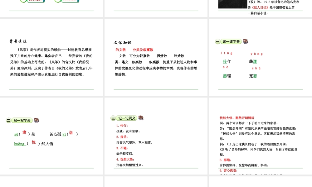 2级语文下册 第一单元 1 风筝课件 语文版
