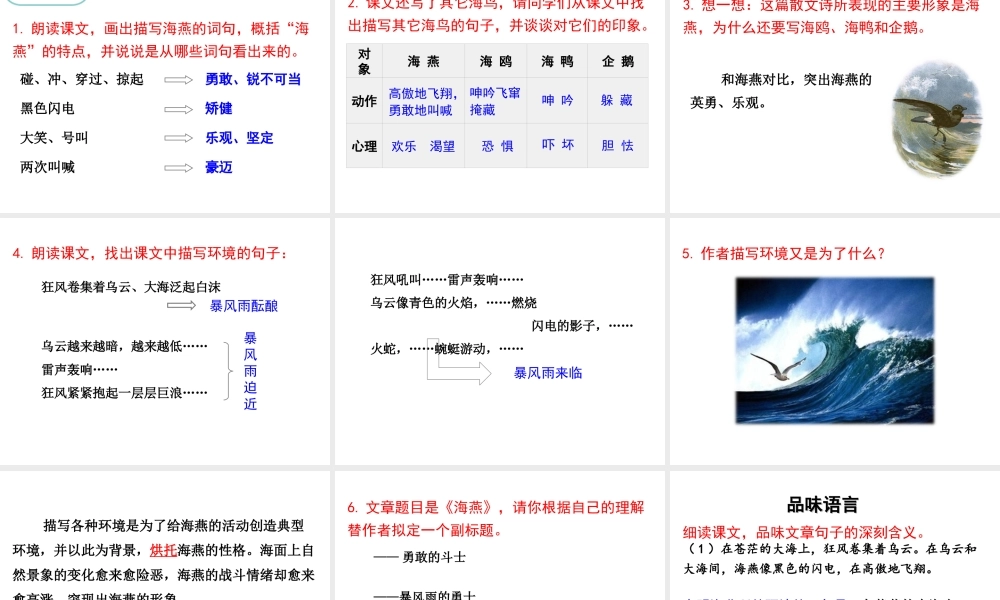 2级语文下册 第一单元 1 海燕课件 苏教版