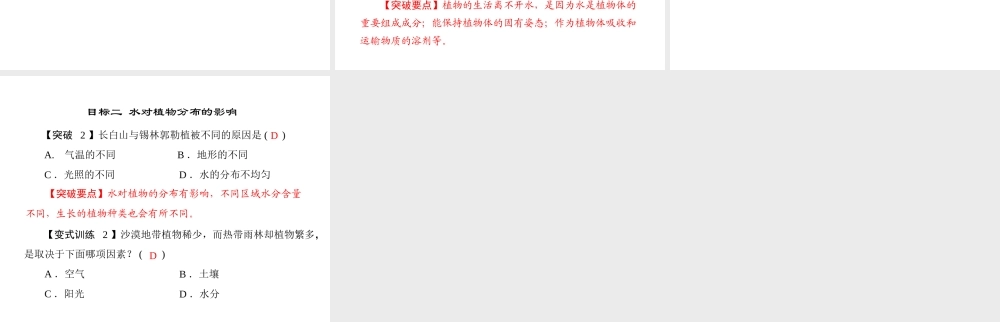《随堂优化训练》2011年七年级生物上册 第三单元 第三章 第一节 绿色植物的生活需要水配套课件 人教新课标版