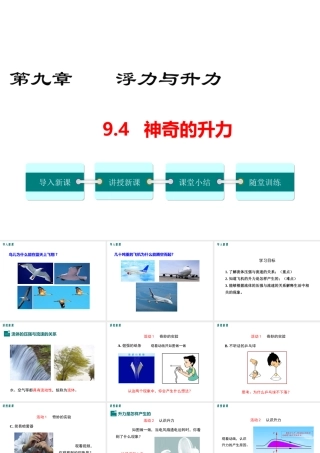 2019春八年级物理下册 9.4 神奇的升力课件 （新版）粤教沪版