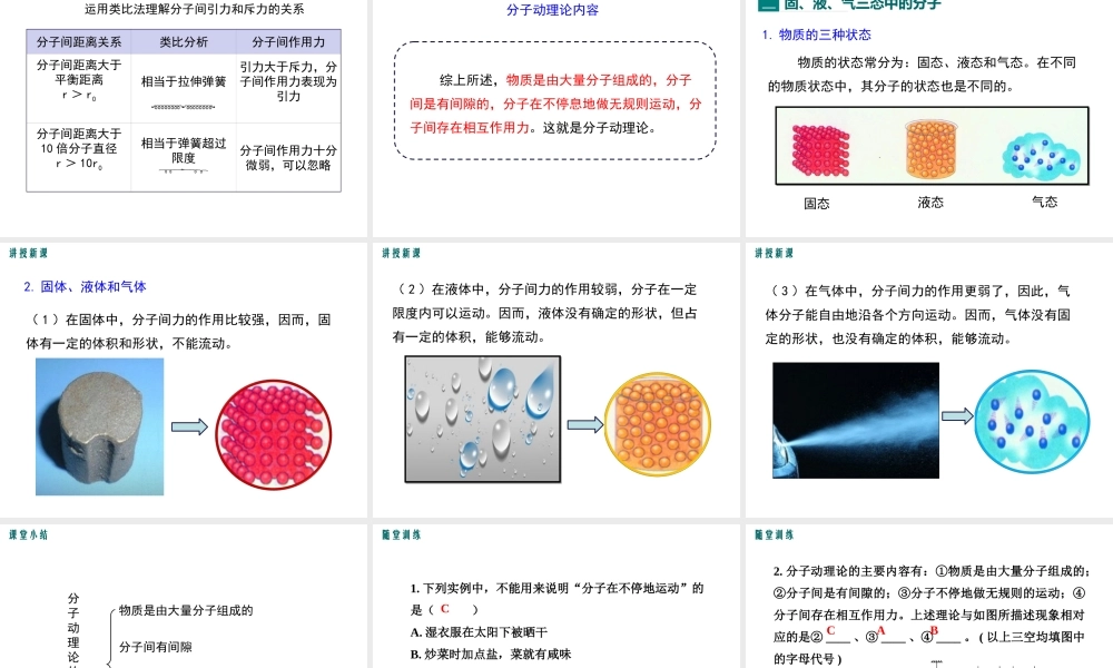2019春八年级物理下册 10.2 分子动理论的初步知识课件 （新版）粤教沪版