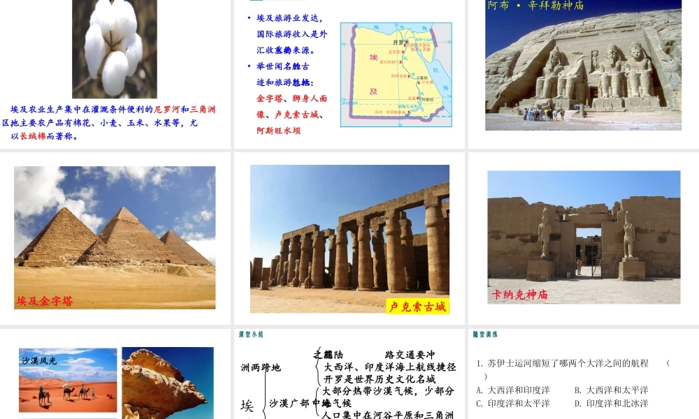 2019春七年级地理下册 第八章 第二节 埃及教学课件 （新版）湘教版