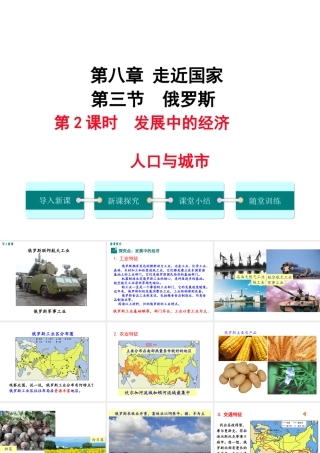 2019春七年级地理下册 第八章 第三节 俄罗斯（第2课时 发展中的经济 人口与城市）教学课件 （新版）湘教版