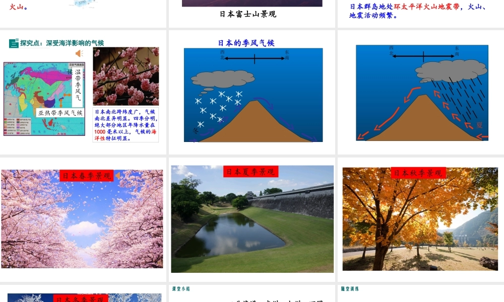 2019春七年级地理下册 第八章 第一节 日本（第1课时 日本的位置、地形和气候）教学课件 （新版）湘教版