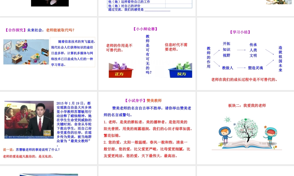 【世纪级政治上册 情境互动课型 2.4.1 我知我师 我爱我师课件 新人教版