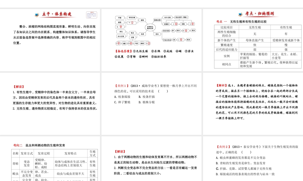 【世纪金榜】2014届新学期中考生物知识点复习 八年级下册 第七单元 第一章阶段专题复习（含2013教师典型题）课件 新人教版