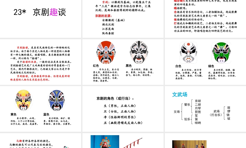 2019秋六年级语文上册 第七单元 23京剧趣谈课件