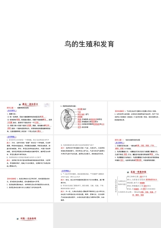 【世纪金榜】2014届新学期中考生物知识点复习 八年级下册 鸟的生殖和发育（含2013教师典型题）课件 新人教版