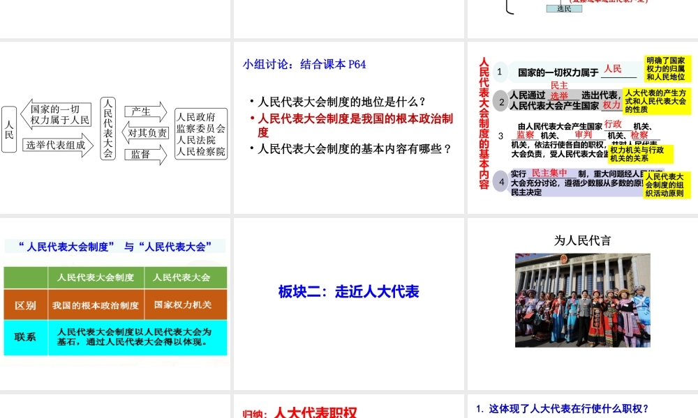 2019年春八年级道德与法治下册 第三单元 人民当家作主 第五课 我国基本制度 第2框 根本政治制度课件 新人教版