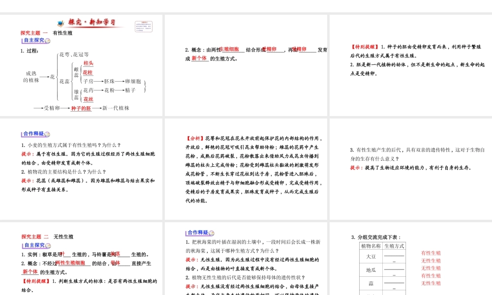 【世纪金榜】2014届新学期中考生物知识点复习 八年级下册 植物的生殖（含2013教师典型题）课件 新人教版