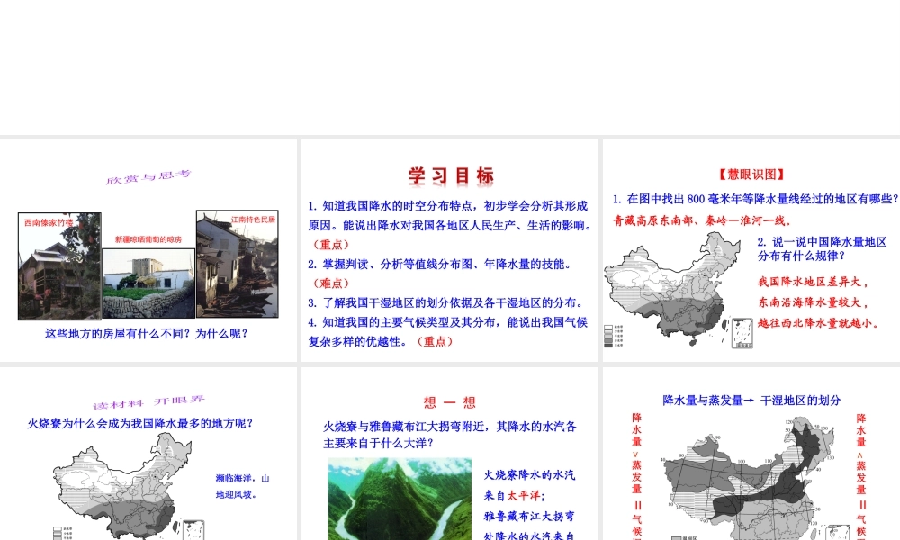 【世纪金榜】2014年八年级地理上册 2.2.2 气候复杂多样——降水、干湿地区和气候类型课件 （新版）湘教版