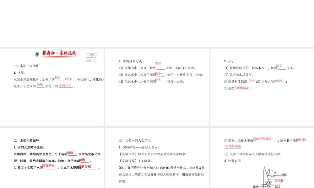 【世纪金榜】2014年九年级化学上册 2.1 运动的水分子课件 （新版）鲁教版