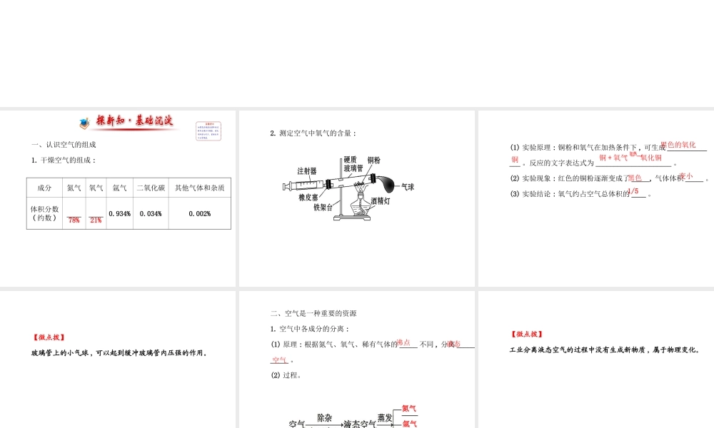 【世纪金榜】2014年九年级化学上册 4.1 空气的成分课件 （新版）鲁教版