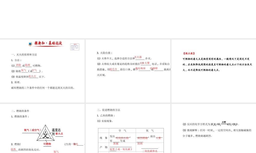 【世纪金榜】2014年九年级化学上册 6.1 燃烧与灭火课件 （新版）鲁教版