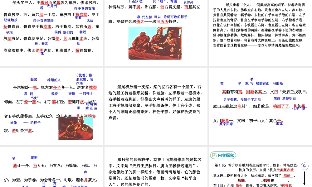 2019年春八年级语文下册 第三单元 11 核舟记课件 新人教版