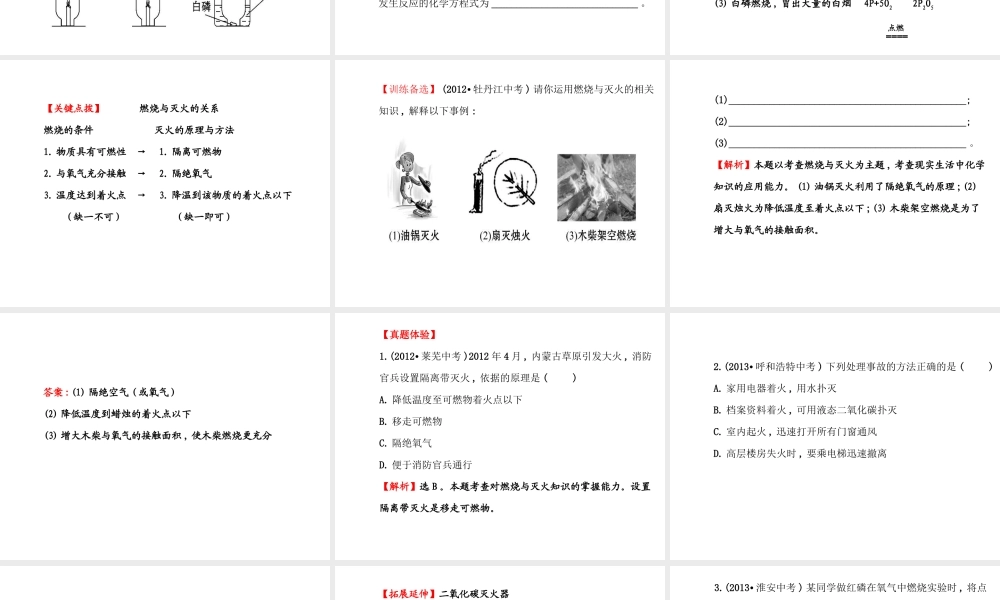 【世纪金榜】2014年九年级化学上册 第六单元 燃烧与燃料复习课件 （新版）鲁教版