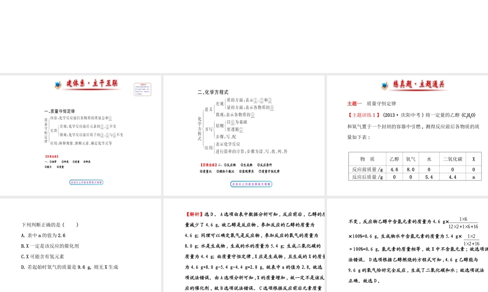 【世纪金榜】2014年九年级化学上册 第五单元 定量研究化学反应复习课件 （新版）鲁教版