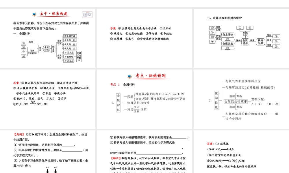 【世纪金榜】2014新学期中考化学一轮 阶段专题复习 九下 第八单元（同步知识点汇集+含2013教师典型题）课件 新人教版