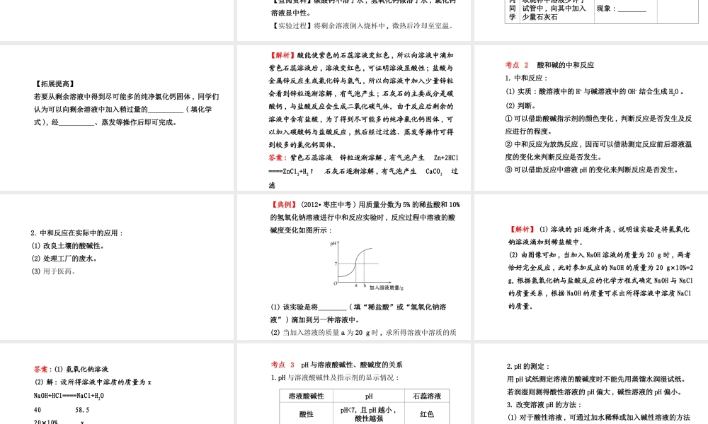 【世纪金榜】2014新学期中考化学一轮 阶段专题复习 九下 第十单元（同步知识点汇集+含2013教师典型题）课件 新人教版