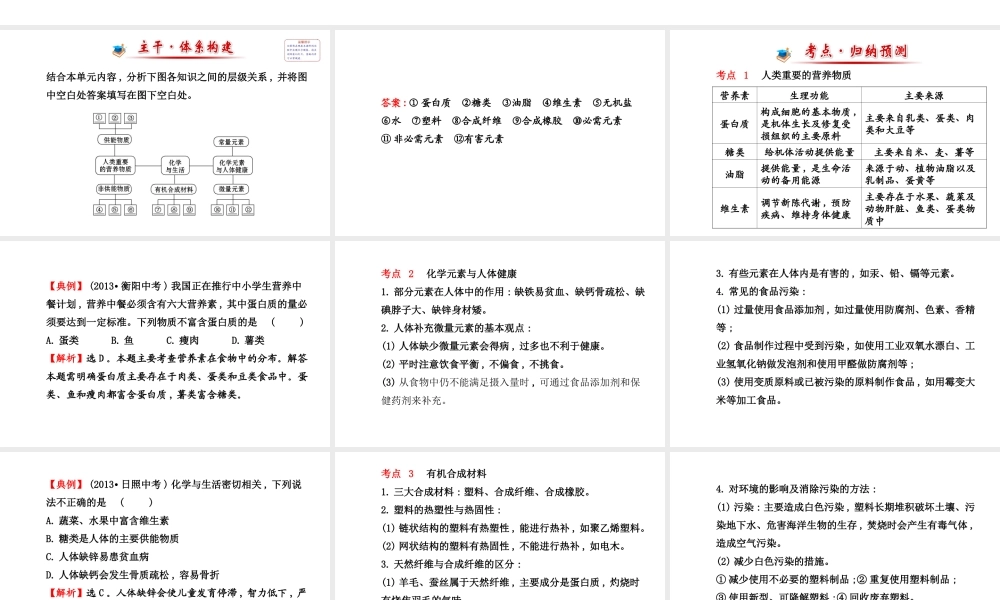 【世纪金榜】2014新学期中考化学一轮 阶段专题复习 九下 第十二单元（同步知识点汇集+含2013教师典型题）课件 新人教版