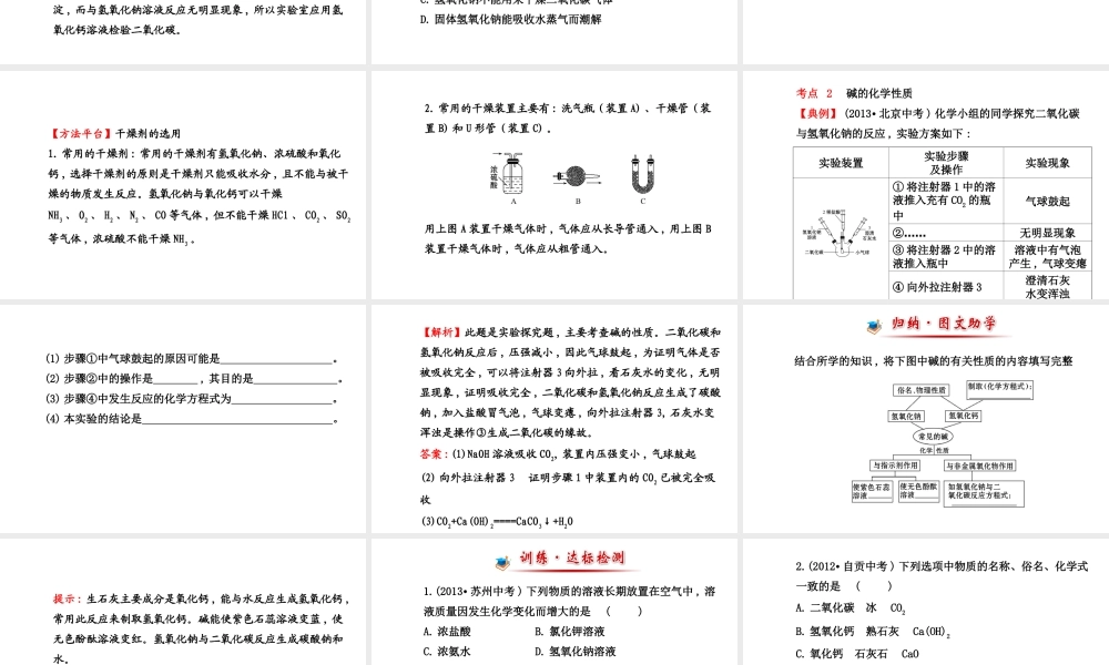 【世纪金榜】2014新学期中考化学一轮复习 九下 常 见 的 碱（同步知识点汇集+含2013教师典型题）课件 新人教版