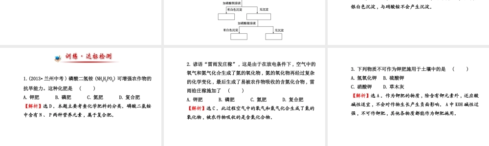 【世纪金榜】2014新学期中考化学一轮复习 九下 化 学 肥 料（同步知识点汇集+含2013教师典型题）课件 新人教版