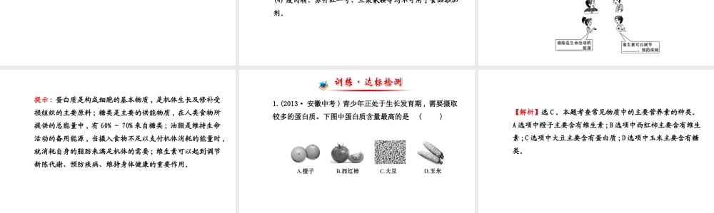 【世纪金榜】2014新学期中考化学一轮复习 九下 人类重要的营养物质（同步知识点汇集+含2013教师典型题）课件 新人教版