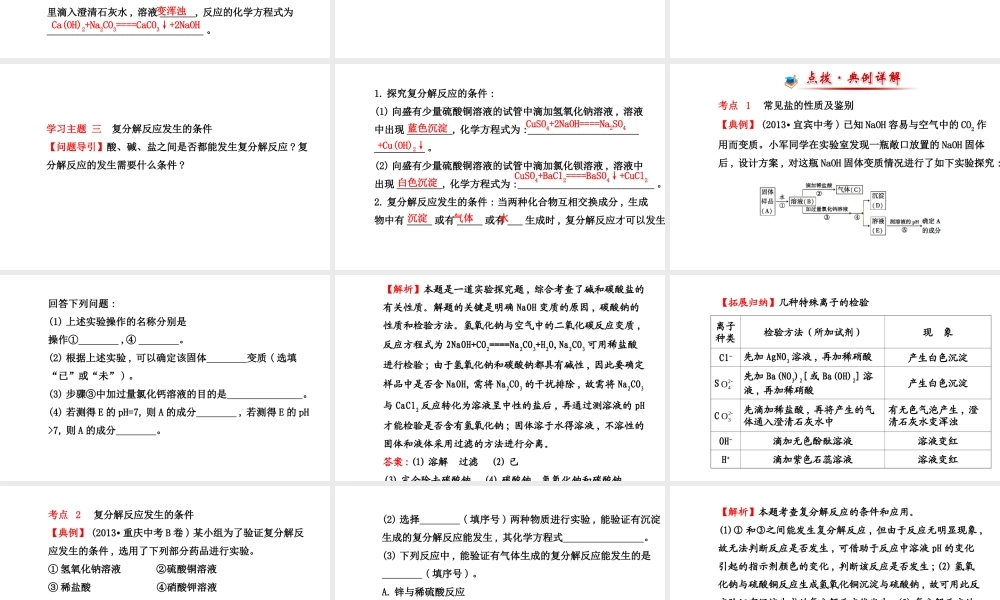 【世纪金榜】2014新学期中考化学一轮复习 九下 生活中常见的盐（同步知识点汇集+含2013教师典型题）课件 新人教版