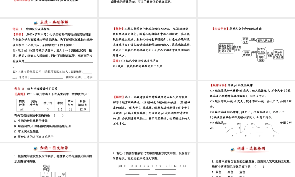 【世纪金榜】2014新学期中考化学一轮复习 九下 酸和碱的中和反应（同步知识点汇集+含2013教师典型题）课件 新人教版