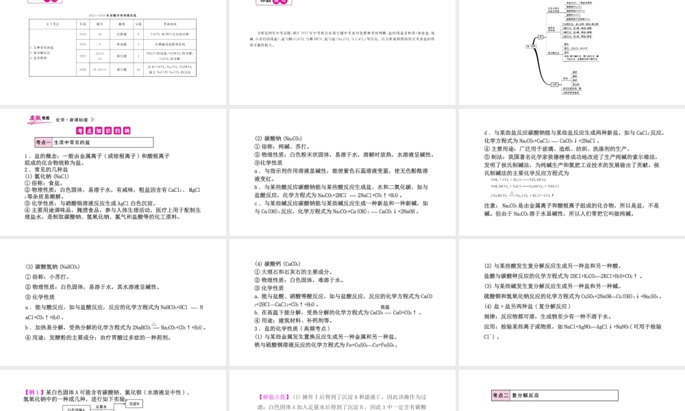 PK中考（安徽专用）中考化学总复习 第11单元 盐 化肥 第1课时 常见的盐课件-人教版初中九年级全册化学课件
