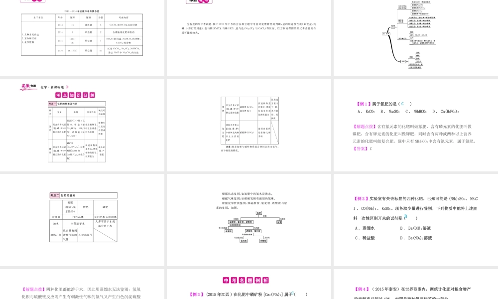 PK中考（安徽专用）中考化学总复习 第11单元 盐 化肥 第2课时 化肥课件-人教版初中九年级全册化学课件