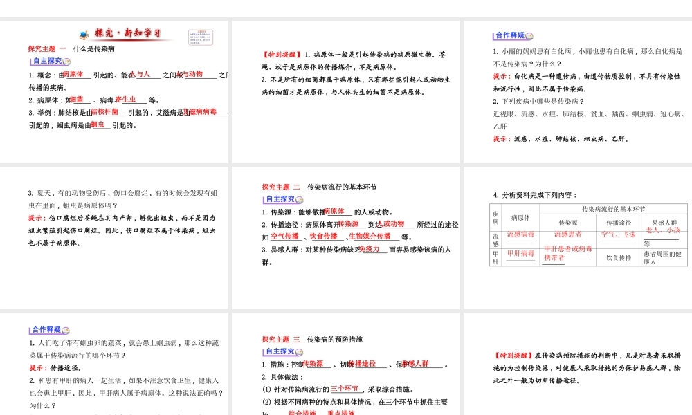 【世纪金榜】2014新学期中考生物 八下 传染病及其预防 （知识点汇集+含2013教师典型题）复习课件 新人教版