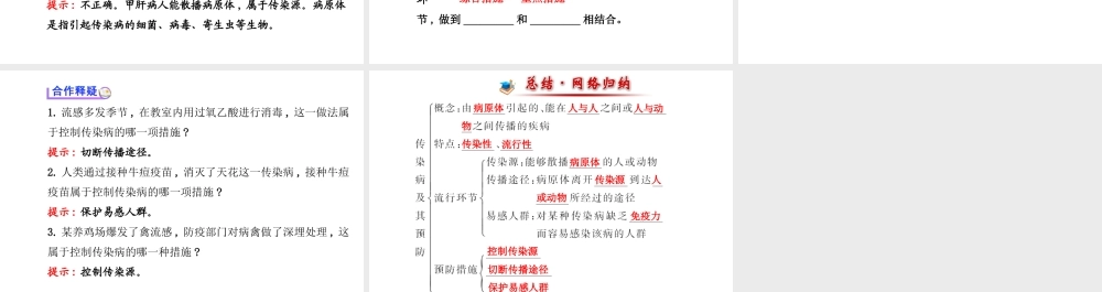 【世纪金榜】2014新学期中考生物 八下 传染病及其预防 （知识点汇集+含2013教师典型题）复习课件 新人教版