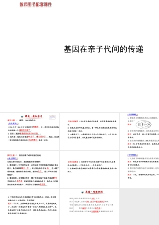 【世纪金榜】2014新学期中考生物 八下 基因在亲子代间的传递 （知识点汇集+含2013教师典型题）复习课件 新人教版